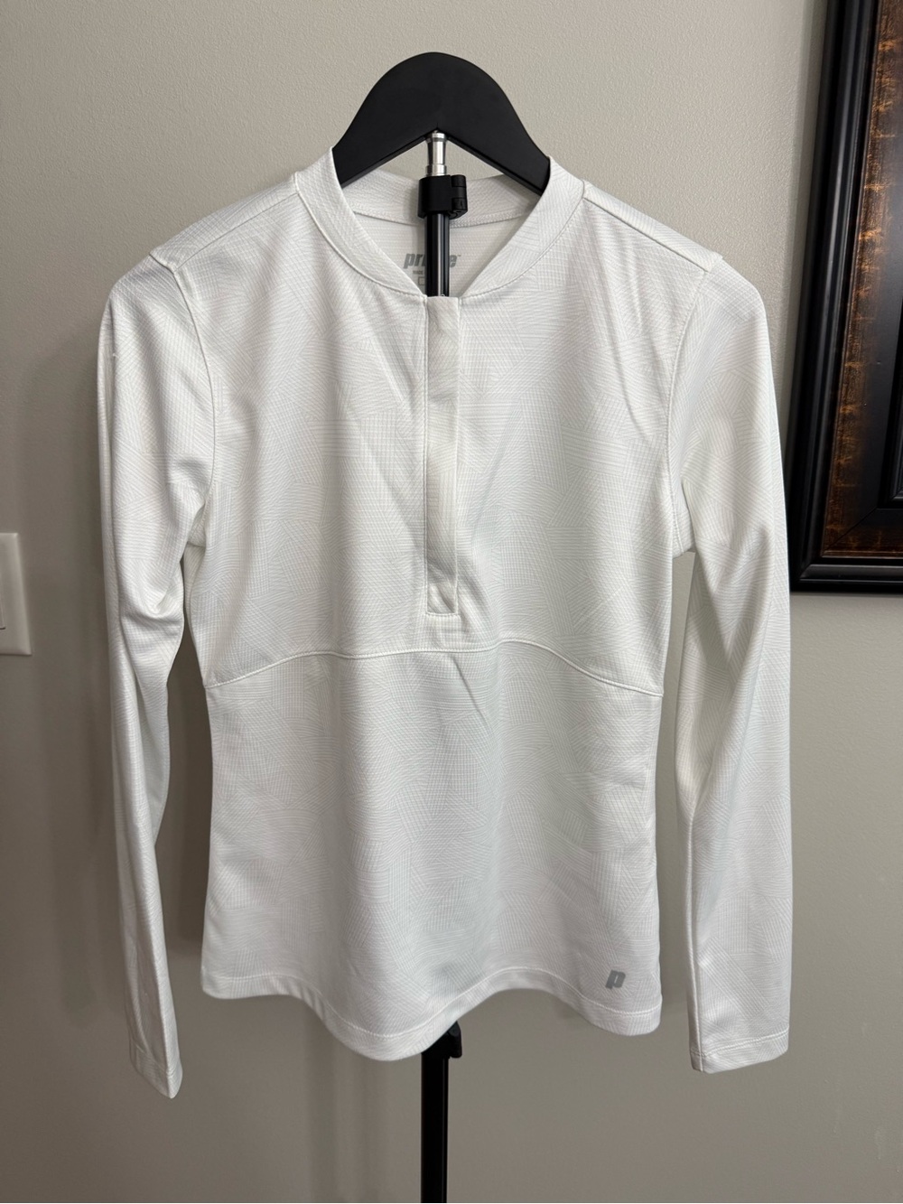 Prince White Long Sleeve Athletic Pullover with 1/2 zip